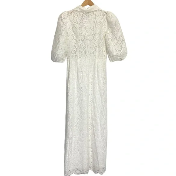 Divine Heritage lace dress with brown leather buttons and brown belt -  threedaughtersproperties.com